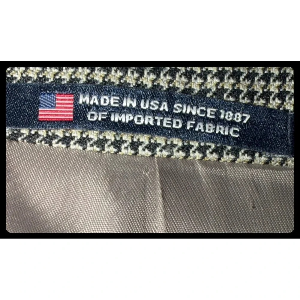 Hart Schaffner Marx Sport Coat Mens 42S Tan Houndstooth Blazer Professional